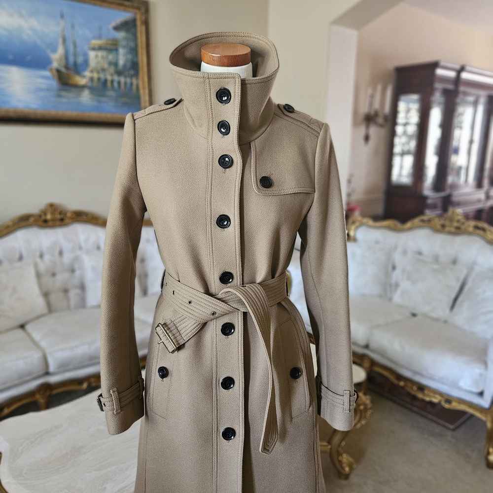 Burberry Brit Coat with Black Buttons with  Wool/ Cashmere Blend